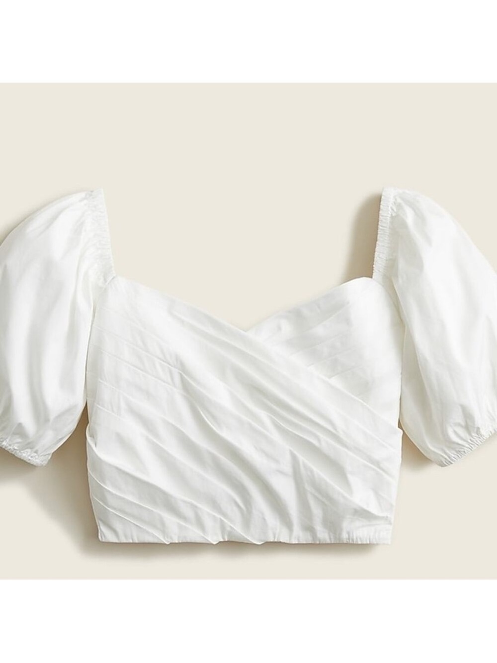J. CREW white puff sleeve draped  smocked cropped cotton blouse medium